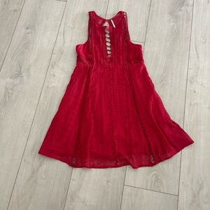 Free People Red Sleeveless Halter Sundress